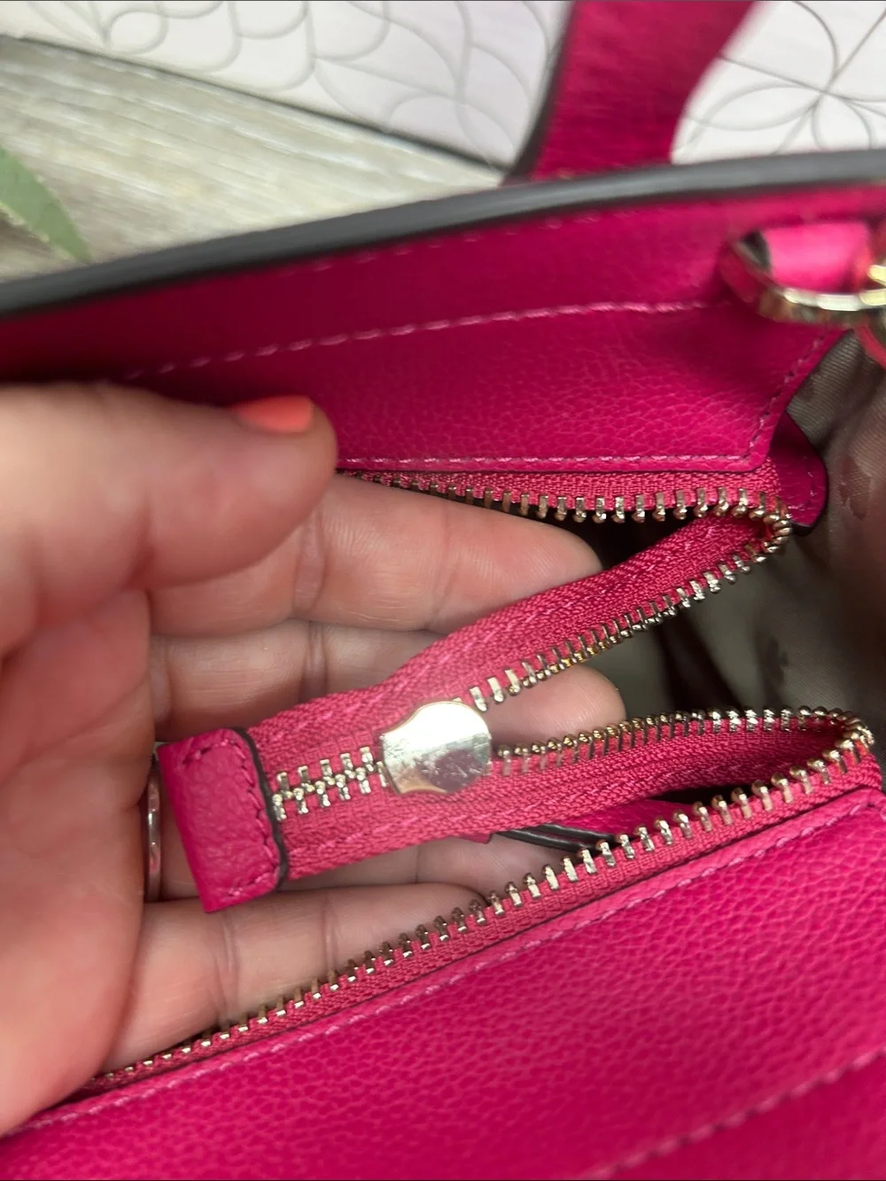 2717 kate spade Hot Pink Leather Satchel with Cherry Charm 852717